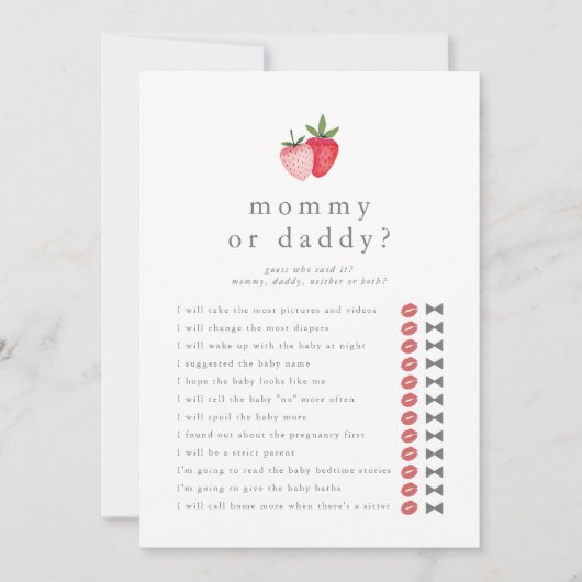 HEIDI Guess Who Mommy Daddy Baby Shooting Game Car Einladung (Vorderseite)