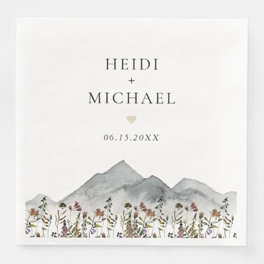 HEIDI Mute Tone Boho Wildblume Wedding Serviette (Vorderseite)