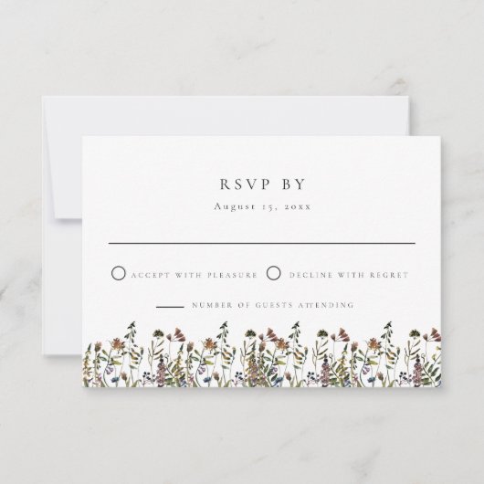 HEIDI Mute Watercolor Wildblume Wedding RSVP Einladung (Vorderseite)