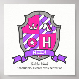 Heidi Name bedeutet Unicorletter H Wappen Poster