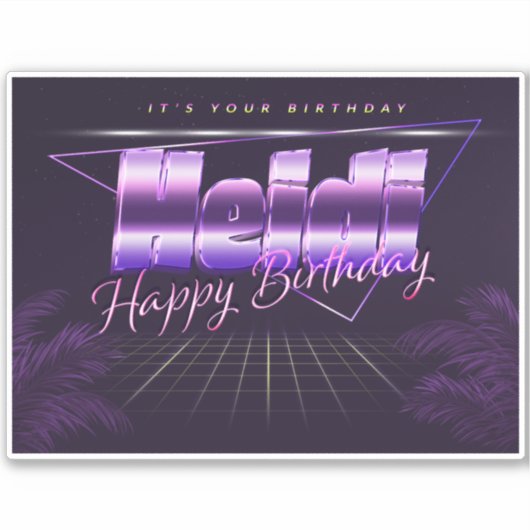 Heidi Name Vorname lila retro Sticker Geburtstag (Vorderseite)