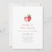 HEIDI Niedlich Strawberry Kids Two Sweet 2nd Birth Einladung (Vorderseite)
