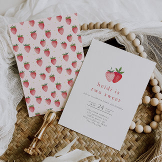 HEIDI Niedlich Strawberry Kids Two Sweet 2nd Birth Einladung