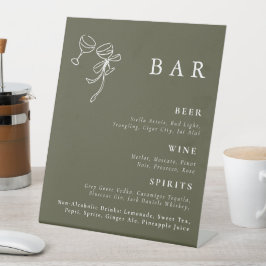 HEIDI Olive Green Wedding Bar Sign Sockelschild
