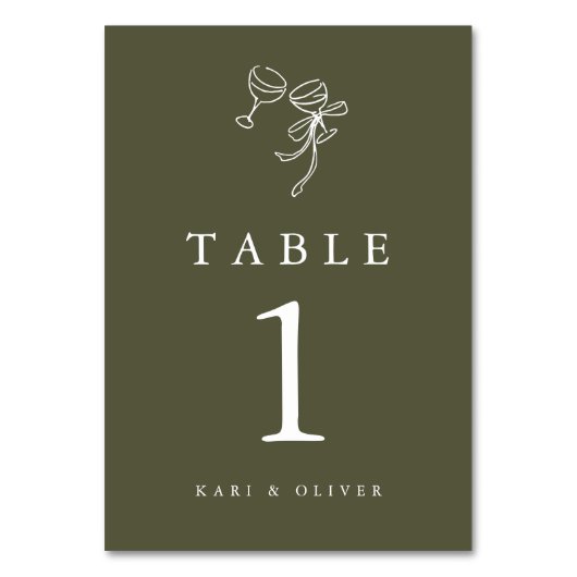 HEIDI Olive Green Wedding Tischnummer (Rückseite)