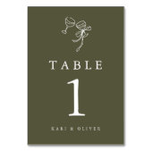 HEIDI Olive Green Wedding Tischnummer (Vorderseite)