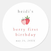 HEIDI Pink Strawberry Girl Berry Runder Aufkleber (Vorderseite)