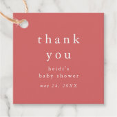 HEIDI Red Boho Rustic Simple Baby Dusche Vielen Da Geschenkanhänger (Vorderseite)