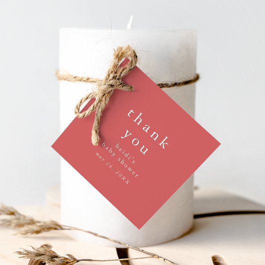 HEIDI Red Boho Rustic Simple Baby Dusche Vielen Da Geschenkanhänger