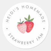 HEIDI Simple Summer Boho Homemade Strawberry Jam Runder Aufkleber (Vorderseite)