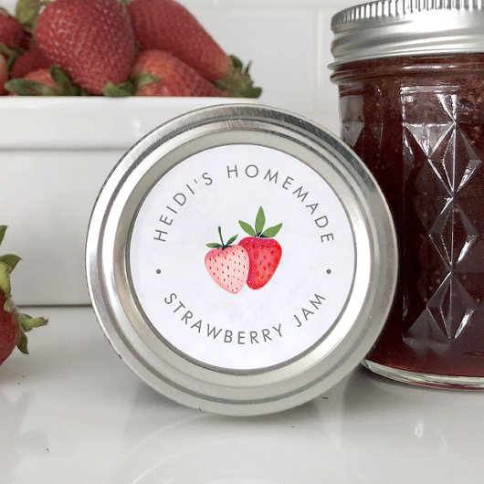 HEIDI Simple Summer Boho Homemade Strawberry Jam Runder Aufkleber