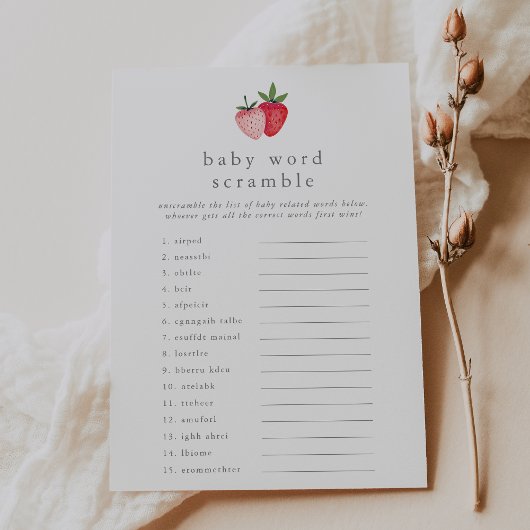 HEIDI Strawberry Baby Shower Word Scramble Game Einladung