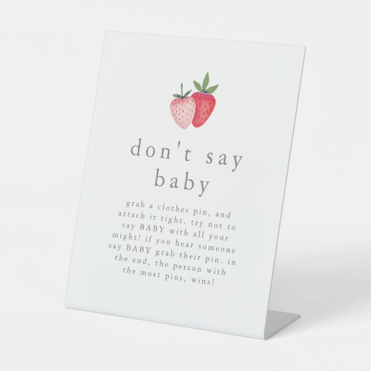 HEIDI Strawberry Say Baby Shower nicht Sockelschild (Vorderseite)