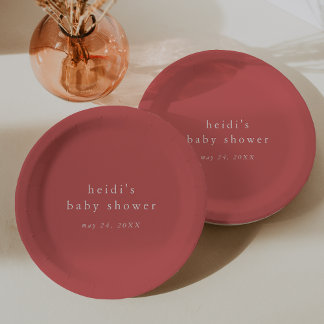 HEIDI Summer Red Boho Moderne einfache Babydusche Pappteller
