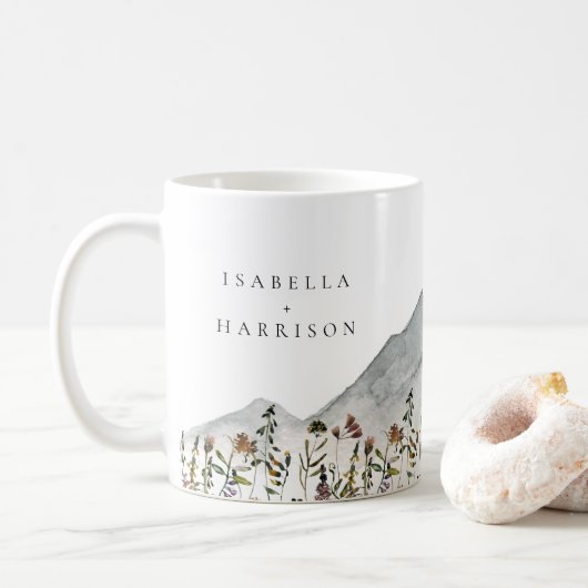 HEIDI Watercolor Wildblume Hochzeitsgeschenk Kaffeetasse (Mit Donut)