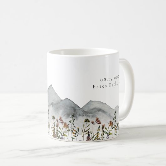 HEIDI Watercolor Wildblume Hochzeitsgeschenk Kaffeetasse (VorderseiteRechts)