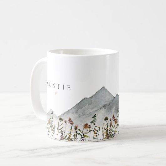 HEIDI Watercolor Wildblume Mountain Auntie Kaffeetasse (Vorderseite Links)