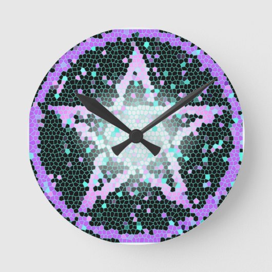 Heidnische Pentagramm-beflecktes Runde Wanduhr (Vorderseite)