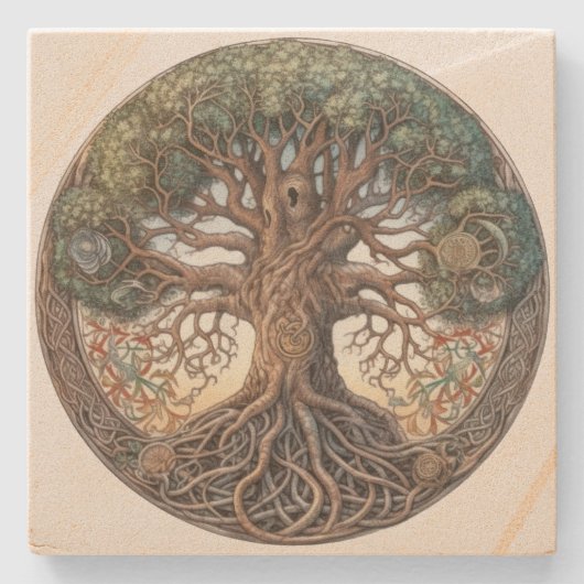 Heidnischer Baum des Lebens Steinuntersetzer (Vorderseite)