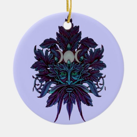 Heidnischer Mitarbeiter-Dreiergruppen-Mond Wiccan Keramik Ornament (Vorne)