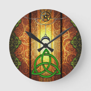 Heidnisches Buch Dunkle Magie Sprüche Wicca & Hexe Runde Wanduhr