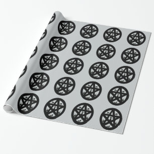 Heidnisches Pentagramm und schwarze Katzen Geschenkpapier