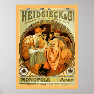 Heidsieck und Co. Vintages Mucha Champagne Poster