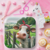 Heifer Cow mit einem roten Kerchel Pappteller (Party)