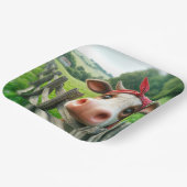 Heifer Cow mit einem roten Kerchel Pappteller (Gewinkelt)