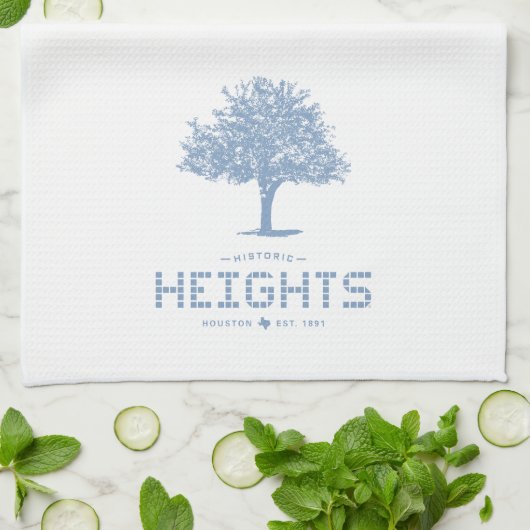 Heights Tile & Tree, Blaue Fliese, Houston Heights Geschirrtuch (Gefaltet)