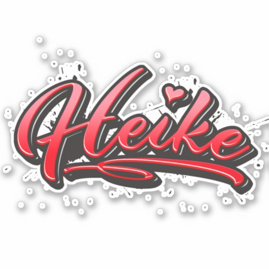 Heike red Heart Graffiti Aufkleber Sticker (Vorderseite)
