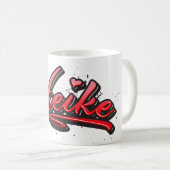 Heike red Heart Graffiti Tasse Kaffeetasse (VorderseiteRechts)