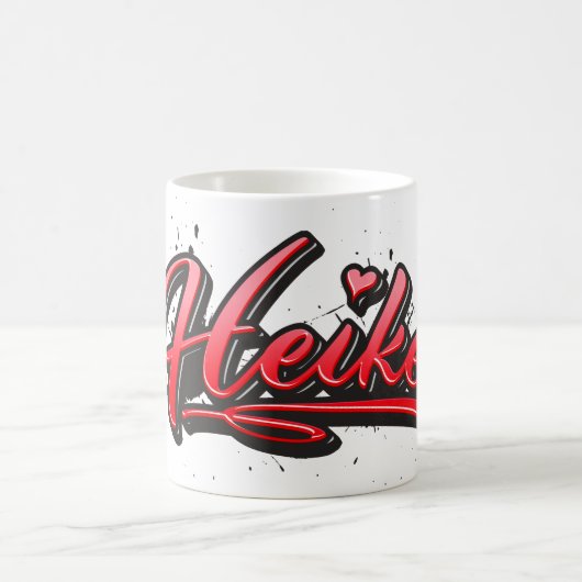 Heike red Heart Graffiti Tasse Kaffeetasse (Mittel)