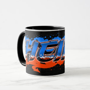 Heiko Vorname Name Graffiti blue orange Tasse