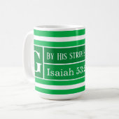 Heilbibel Verse Grünstreifen erste Kaffeetasse (Vorderseite Links)