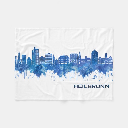 Heilbronn Germany Skyline Blue Fleecedecke (Vorderseite (Horizontal))