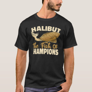 Heilbutt Der Fisch der Champions Lustiges Angeln V T-Shirt