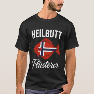 Heilbutt-Flüsterer Norwegisches Flaggen-Design T-Shirt