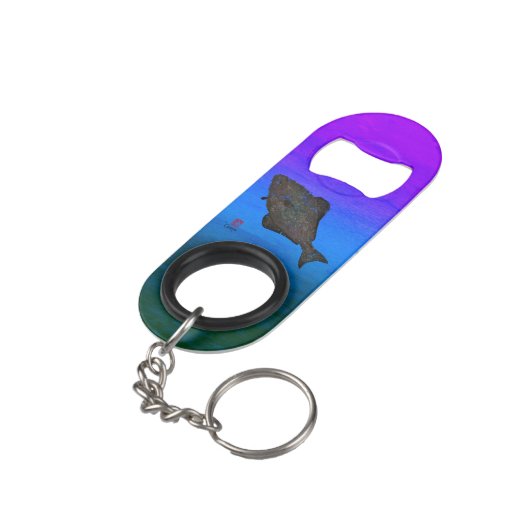 Heilbutt - Miniflaschen-Öffner-Schlüsselanhänger Schlüsselanhängerflaschenöffner (Rückseite Schrägansicht)