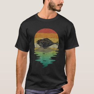Heilbutt-Silhouette Sonnenuntergang Retro Vintage T-Shirt