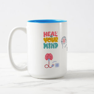 HEILE DEINEN GEIST SIP OF PEACE Weiß blau 0,44L Zweifarbige Tasse