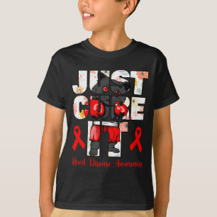 Heile es einfach Herzkrankheit Schwarze Katze boxt T-Shirt