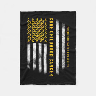 Heile Kinderkrebs Goldene Schleife USA-Flagge Unte Fleecedecke