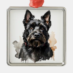 HEILE SCHWARZEN SCHOTTISCHEN TERRIER-WELPENHUND ORNAMENT AUS METALL