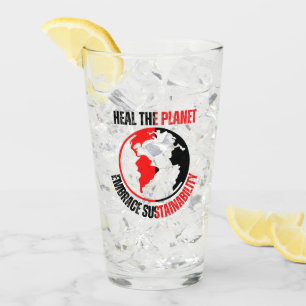 Heilen Sie den Planeten, umarmen Sie Nachhaltigkei Glas