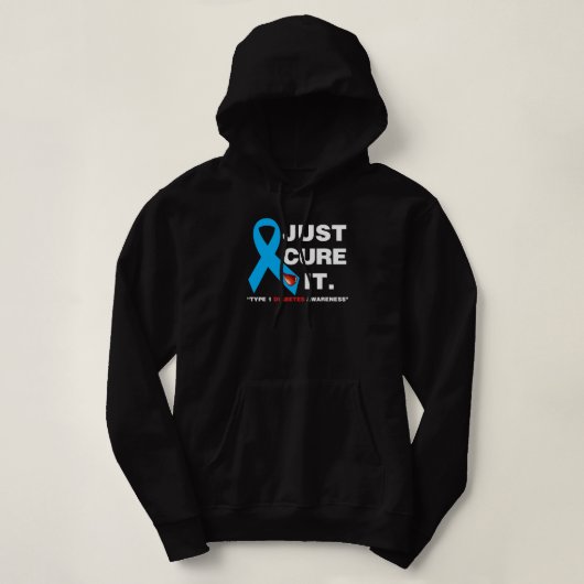 Heilen Sie einfach es Blue Ribbon Typ 1 Diabetes B Hoodie (Design vorne)