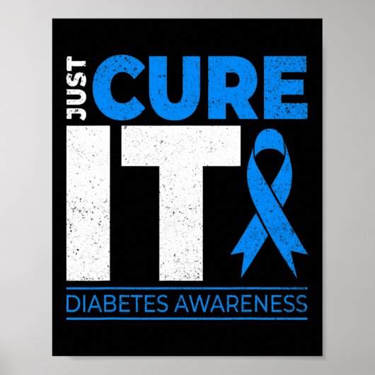 Heilen Sie es Diabetes Awareness Blue Ribbon Diabe Poster (Vorne)
