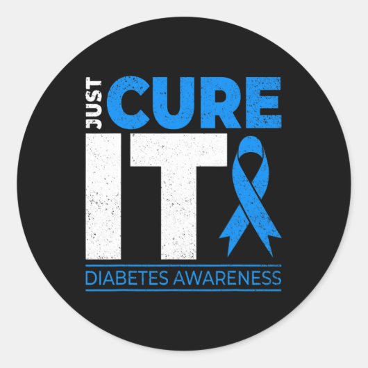 Heilen Sie es Diabetes Awareness Blue Ribbon Diabe Runder Aufkleber (Vorderseite)