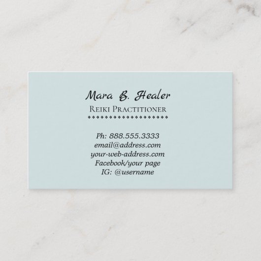 ~ Heilende Handfeuerlöcher Visitenkarte (Rückseite)