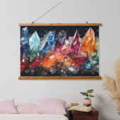 Heilende Kristalle Juwelen Edelsteine Wandteppich Mit Holzrahmen (Schlafzimmer)